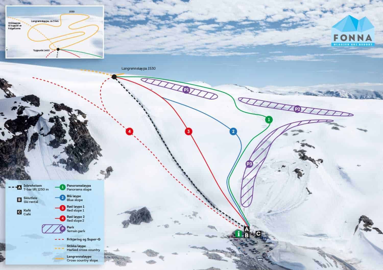 Fonna Glacier pistekort