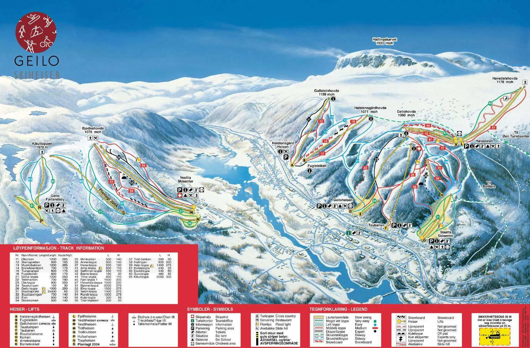 Norge Geilo pistekort