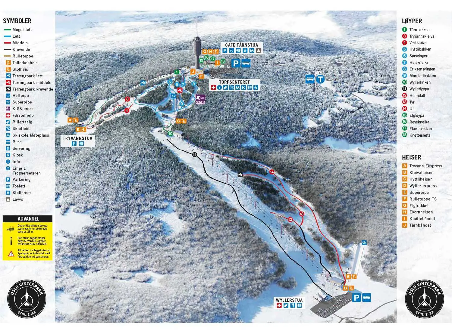 Norge Holmenkollen pistekort