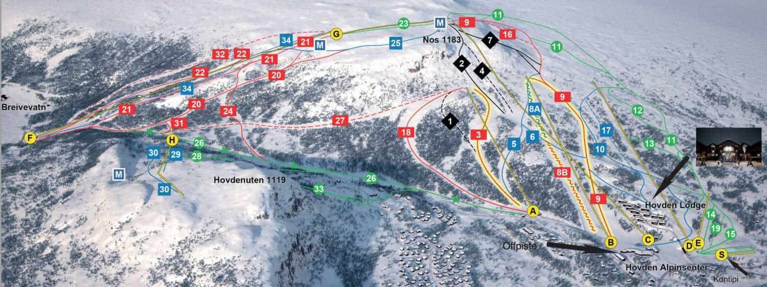 Norge Hovden pistekort