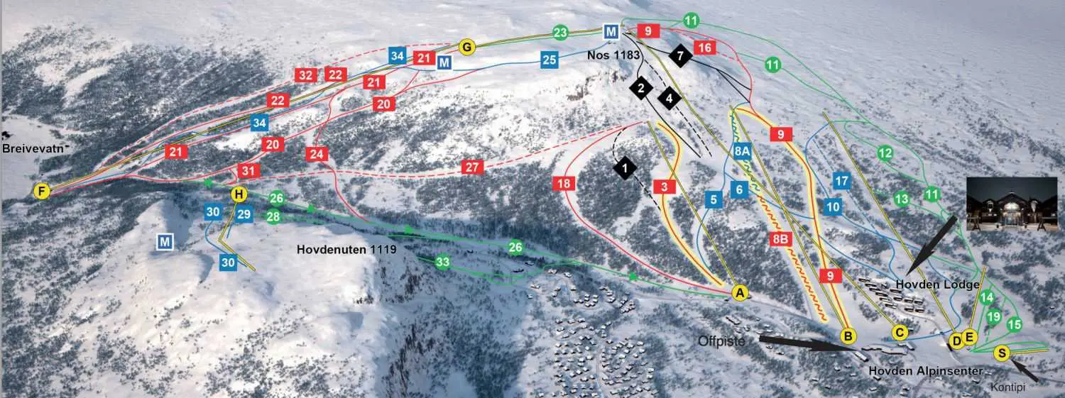 Norge Hovden pistekort