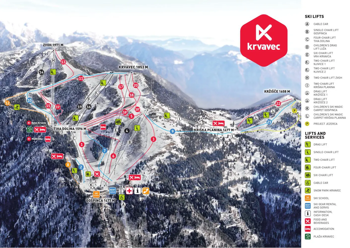 Krvavec Ski Trail Map 2019