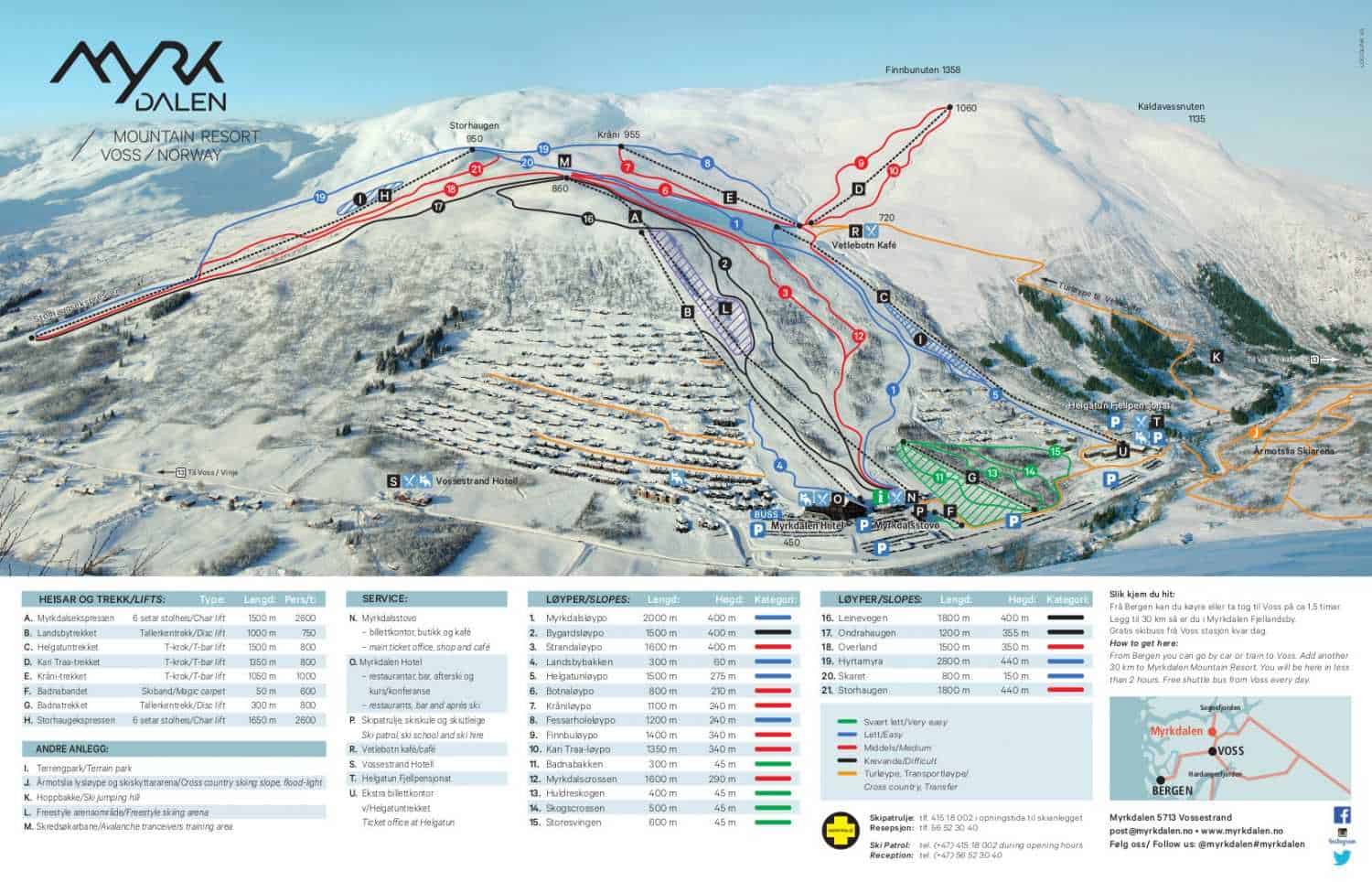 Norge Myrkdalen pistekort
