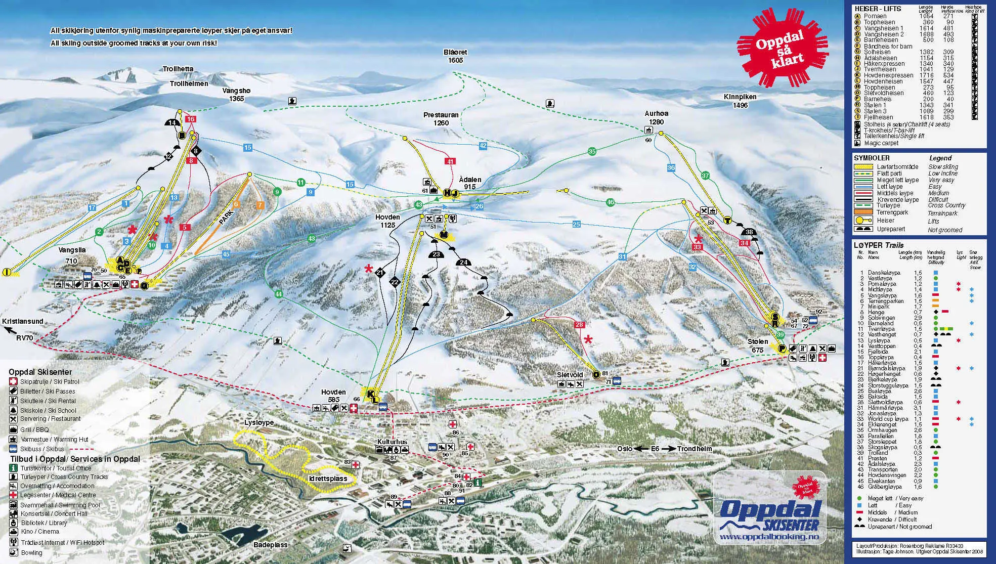 Norge Oppdal pistekort