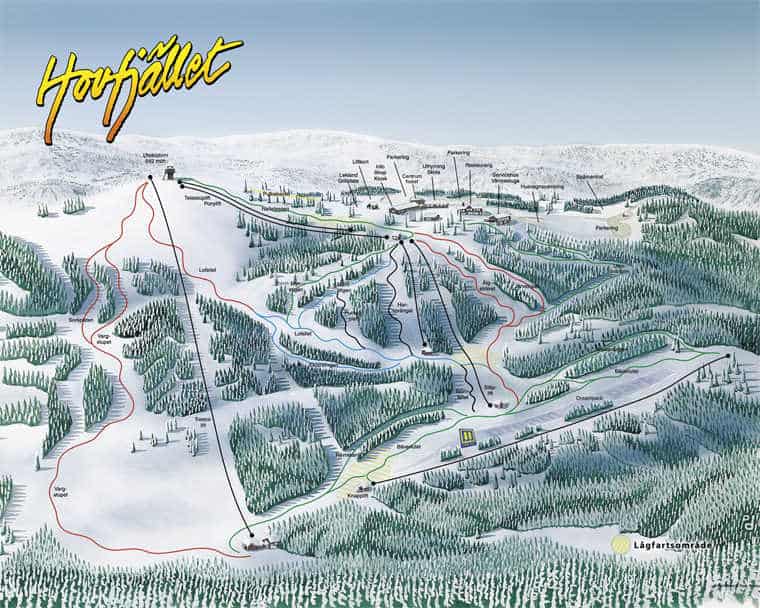 Sverige Hovfjället Pistekort