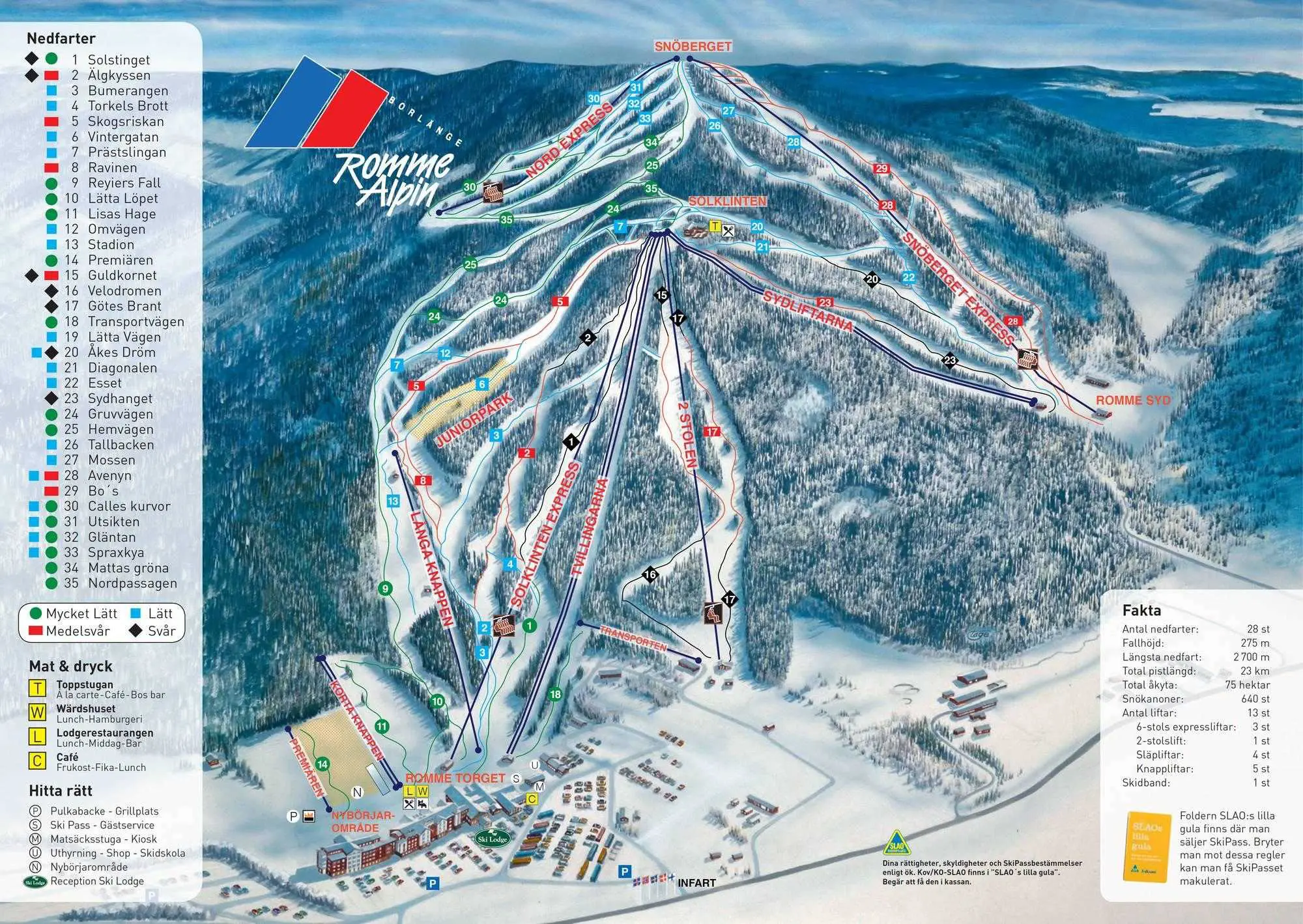 Sverige Romme Alpin Pistekort