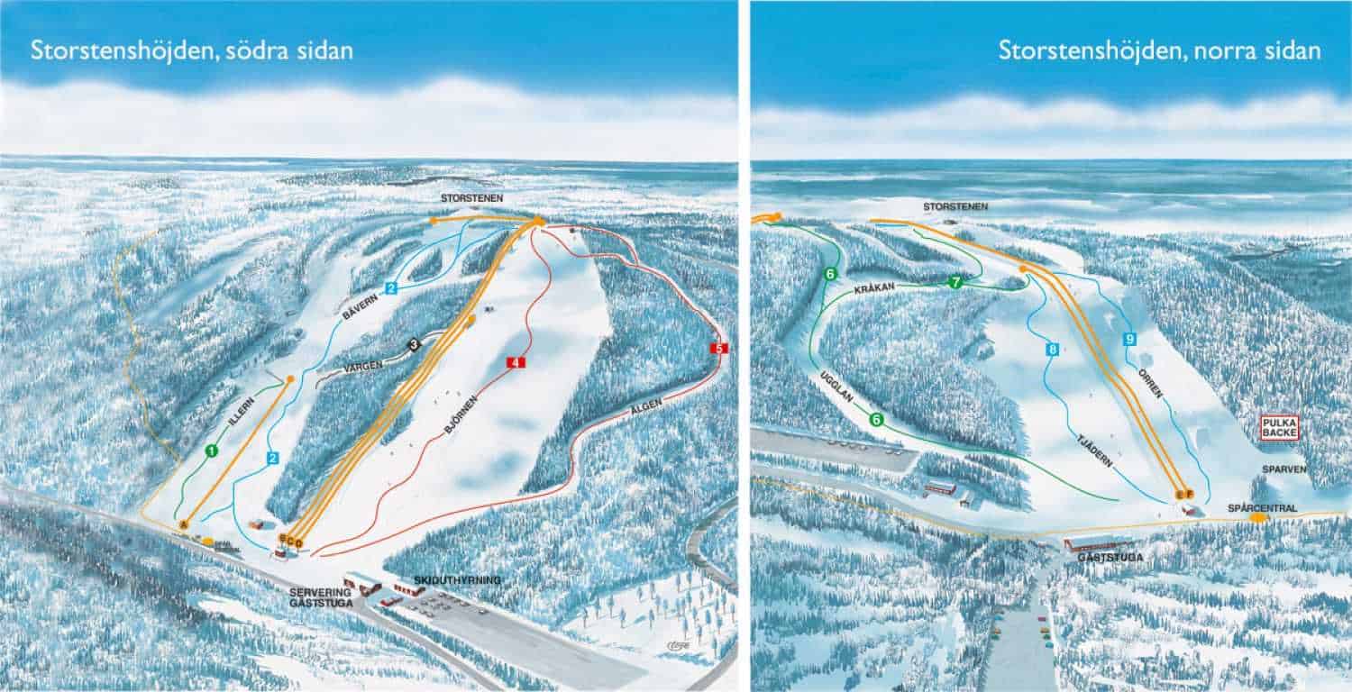 Sverige Storstenshöjden Pistekort