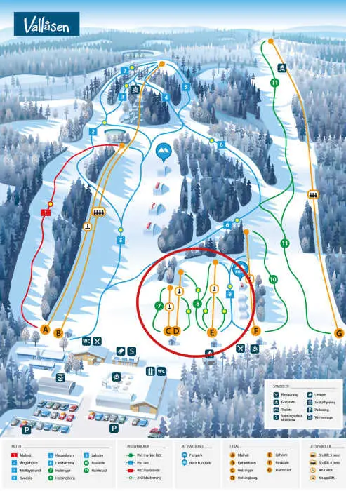 Sverige Valfjället Pistekort