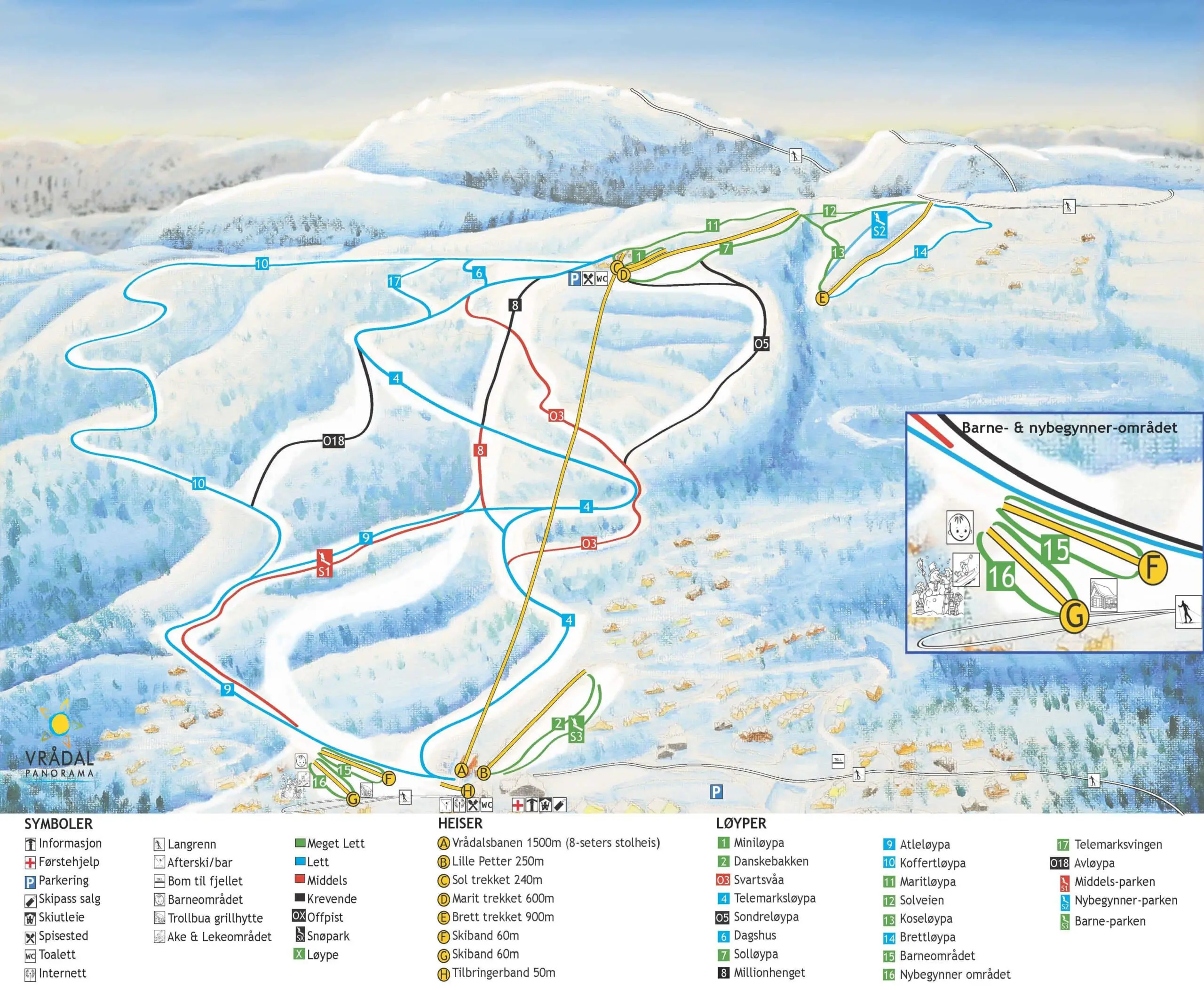 Norge Vrådal pistekort
