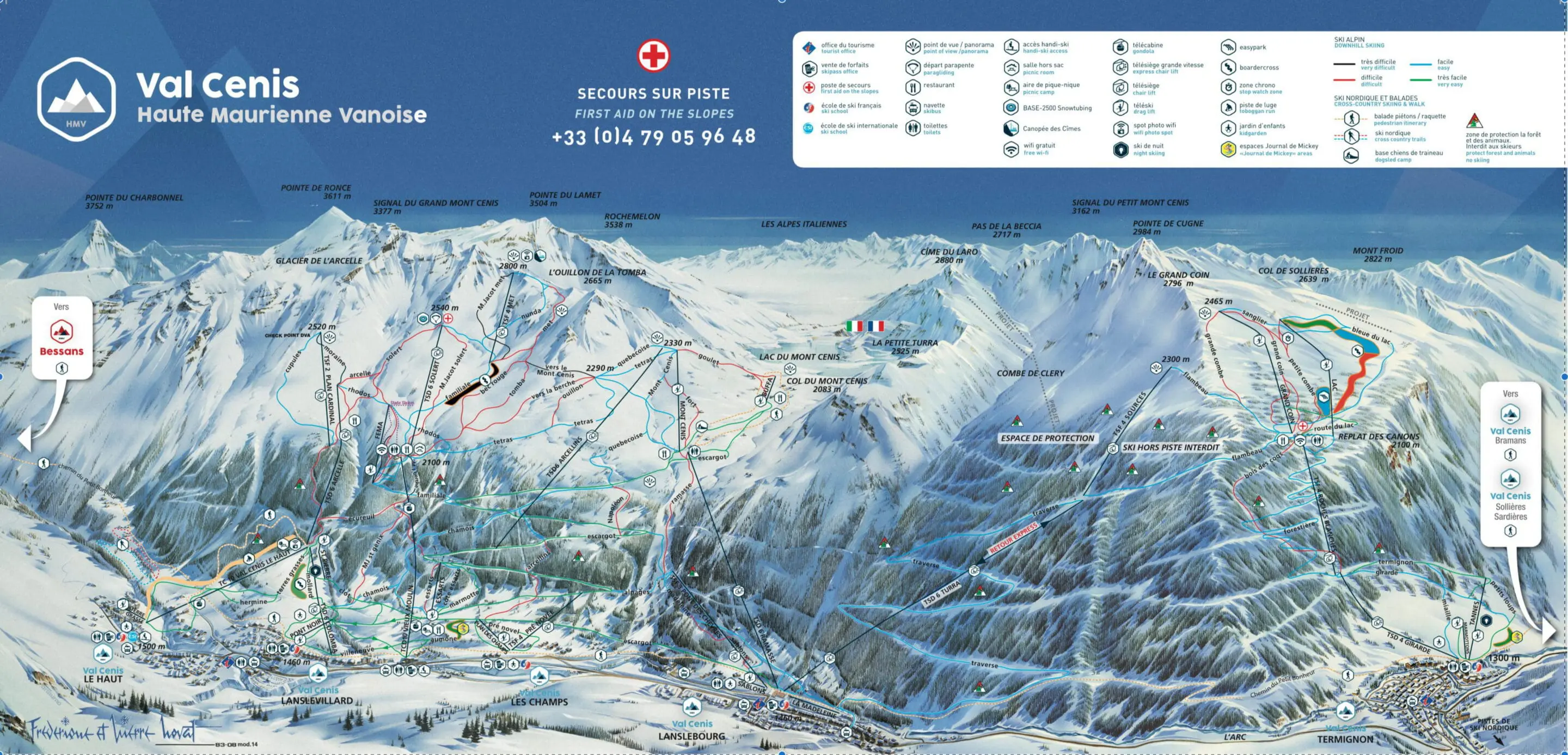 Frankrig - Val Cenis Pistekort