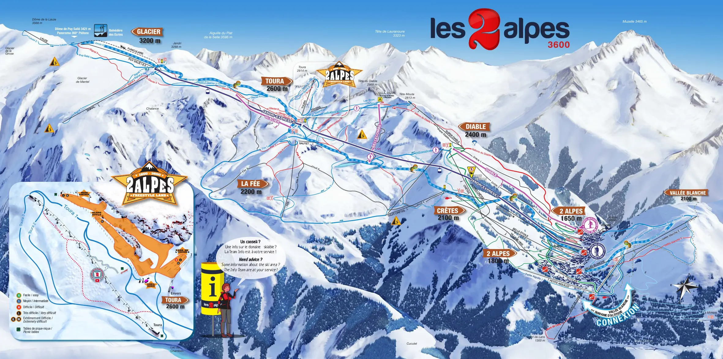 Les Deux alpes Pistekort