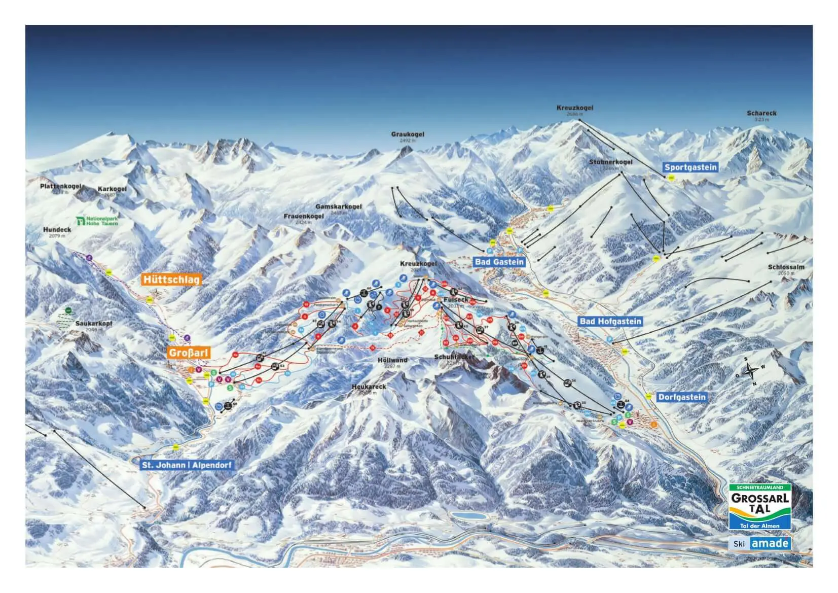 Grossarltal Dorfgastein pistekort