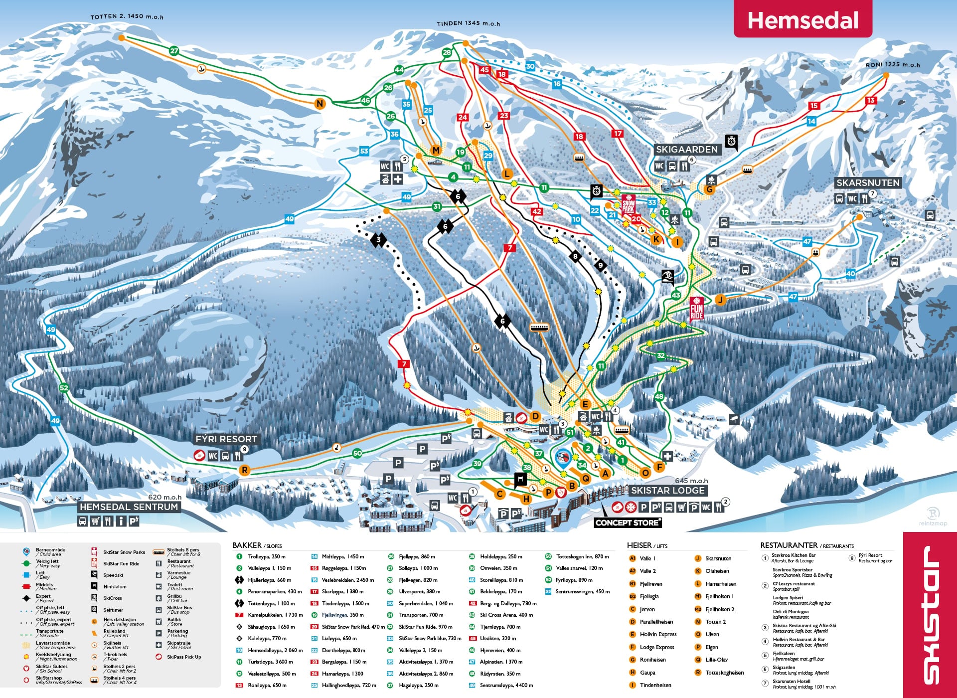 Norge Hemsesdalen pistekort